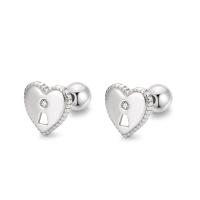 Sterling Silver Stud Earring, 925 Sterling Silver, Korean style & for woman & with rhinestone 5.7-6mm 
