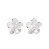 Sterling Silver Stud Earring, 925 Sterling Silver, Flower, Korean style & for woman, silver color 