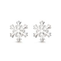 Sterling Silver Stud Earring, 925 Sterling Silver, Snowflake, Korean style & for woman, silver color 
