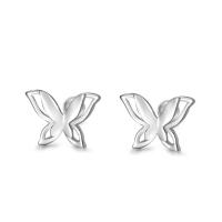 Sterling Silver Stud Earring, 925 Sterling Silver, Butterfly, Korean style & for woman & hollow, silver color 