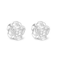 Sterling Silver Stud Earring, 925 Sterling Silver, Tree Paeony, Korean style & for woman, silver color 