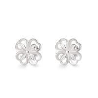 Sterling Silver Stud Earring, 925 Sterling Silver, Flower, Korean style & for woman & hollow, silver color 