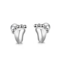 Sterling Silver Stud Earring, 925 Sterling Silver, Foot, Korean style & for woman, silver color 