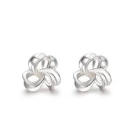Sterling Silver Stud Earring, 925 Sterling Silver, Flower, Korean style & for woman & hollow, silver color 