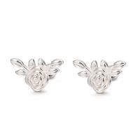 Sterling Silver Stud Earring, 925 Sterling Silver, Rose, Korean style & for woman, silver color 