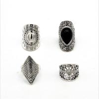 Zinc Alloy Ring Set, with Resin, antique silver color plated, 4 pieces & for woman 