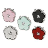 Resin Brass Pendants, with Resin, Flower, silver color plated, fashion jewelry & DIY & micro pave cubic zirconia & double-hole Approx 1mm 