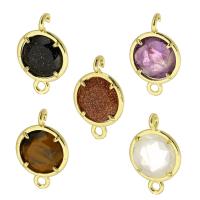 Resin Jewelry Connector, Brass, with Gemstone, Round, gold color plated, fashion jewelry & DIY Approx 2mm 
