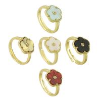 Resin Finger Ring, Brass, with Resin, Flower, gold color plated, fashion jewelry & micro pave cubic zirconia & for woman 2mm, US Ring 