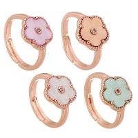 Resin Finger Ring, Brass, with Resin, Flower, rose gold color plated, fashion jewelry & micro pave cubic zirconia & for woman 2mm, US Ring 