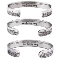 Stainless Steel Cuff Bangle, 304 Stainless Steel, Vacuum Ion Plating, Unisex & with letter pattern 