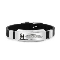 Silicone Stainless Steel Bracelets, with 304 Stainless Steel, Unisex & with letter pattern 7mm Approx 8.46 Inch 