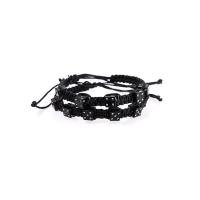 Resin Bracelets, Cotton Thread, with Resin, 2 pieces & adjustable & for couple, black Approx 18-30 cm 