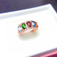 Хрустальное латунное палец кольцо, Латунь, с Кристаллы, Геометрический узор, Другое покрытие, регулируемый & Женский, Много цветов для выбора, размер:6-8, продается PC