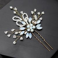 Hair Stick, Zinc Alloy, with Seedbead & Crystal, fashion jewelry & for woman, golden 