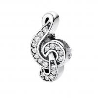 Rhinestone Sterling Silver European Beads, 925 Sterling Silver, Music Note, polished, DIY & with rhinestone 