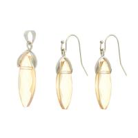 Crystal Jewelry Sets, 316 Stainless Steel, pendant & earring, with Crystal, fashion jewelry & for woman, two different colored 