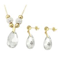 Crystal Jewelry Sets, 316 Stainless Steel, earring & necklace, with Rhinestone Clay Pave & Crystal, gold color plated, 2 pieces & fashion jewelry & for woman, two different colored .5 Inch 