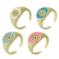 Evil Eye Jewelry Finger Ring, Brass, gold color plated, fashion jewelry & micro pave cubic zirconia & for woman & enamel 13mm, US Ring .5 