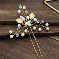 Hair Stick, Zinc Alloy, with Crystal & Plastic Pearl, fashion jewelry & for woman 