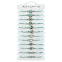 Zinc Alloy Resin Bracelets, Knot Cord, with Resin & Zinc Alloy, handmade, 12 pieces & Unisex & adjustable, skyblue Approx 7-30 cm 