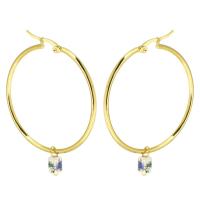 Stainless Steel Hoop Earring, 316 Stainless Steel, with Resin, Vacuum Ion Plating, fashion jewelry & for woman, golden, 53mm 