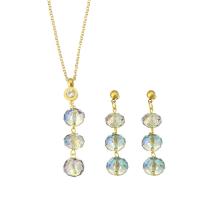 Crystal Jewelry Sets, 316 Stainless Steel, earring & necklace, with Crystal, Vacuum Ion Plating, 2 pieces & fashion jewelry & for woman, two different colored .5 Inch 
