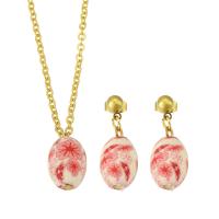 Resin Jewelry Sets, 316 Stainless Steel, earring & necklace, with Resin, Vacuum Ion Plating, 2 pieces & fashion jewelry & for woman, two different colored .5 Inch 