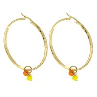 Stainless Steel Hoop Earring, 316 Stainless Steel, with Resin, Vacuum Ion Plating, fashion jewelry & for woman, two different colored, 67mm 
