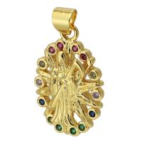 Cubic Zirconia Micro Pave Brass Pendant, gold color plated, fashion jewelry & DIY & micro pave cubic zirconia, multi-colored Approx 4mm 