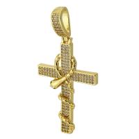 Cubic Zirconia Micro Pave Brass Pendant, Cross, gold color plated, fashion jewelry & DIY & micro pave cubic zirconia, golden Approx 5mm 