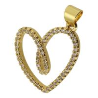 Cubic Zirconia Micro Pave Brass Pendant, Heart, gold color plated, fashion jewelry & DIY & micro pave cubic zirconia, golden Approx 3.5mm [