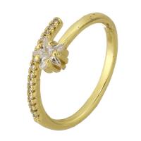 Cubic Zirconia Micro Pave Brass Finger Ring, gold color plated, fashion jewelry & micro pave cubic zirconia & for woman, US Ring .5 