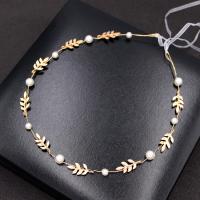 Headband, Zinc Alloy, with Plastic Pearl, fashion jewelry & for woman, golden, 400mm 