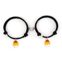 Easter Jewelry, Milan Cord, with Zinc Alloy, Oval, plated, 2 pieces & with magnetic & adjustable & enamel, black Approx 16-30 cm 