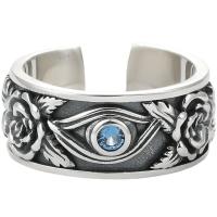 Латунное кольцо с стразами, Латунь, ювелирные изделия моды & Мужский & со стразами, серебряный, продается PC