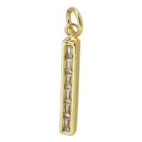Cubic Zirconia Micro Pave Brass Pendant, Rectangle, gold color plated, fashion jewelry & DIY & micro pave cubic zirconia, golden 