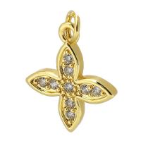 Cubic Zirconia Micro Pave Brass Pendant, Flower, gold color plated, fashion jewelry & DIY & micro pave cubic zirconia, Crystal Gold Approx 3mm 