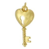 Подвески Латунные в форме ключа, Латунь, Ключ, плакирован золотом, ювелирные изделия моды & DIY, Золотой отверстие:Приблизительно 3mm, продается PC