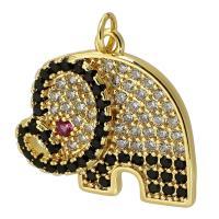 Cubic Zirconia Micro Pave Brass Pendant, Elephant, gold color plated, fashion jewelry & DIY & with cubic zirconia, two different colored Approx 3mm 
