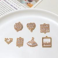 Cubic Zirconia Micro Pave Brass Pendant, high quality plated, DIY & micro pave cubic zirconia, golden 