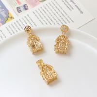 Cubic Zirconia Micro Pave Brass Pendant, Cage, high quality plated, DIY & micro pave cubic zirconia & hollow, golden 