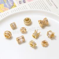 Cubic Zirconia Micro Pave Brass Beads, high quality plated, DIY & micro pave cubic zirconia, golden [