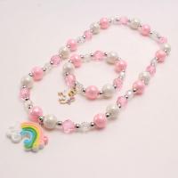 Acrylic Children Jewelry Sets, with Resin & Zinc Alloy, handmade, Girl & fashion jewelry 33*24mm,22*22mm,12mm Approx 17.72 Inch, Approx 7.09 Inch 