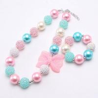 Acrylic Children Jewelry Sets, with Plastic Pearl & Zinc Alloy, with 2.36inch extender chain, handmade, Girl & fashion jewelry 20mm,54*42mm,20mm Approx 17.72 Inch 