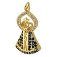 Cubic Zirconia Micro Pave Brass Pendant, gold color plated, fashion jewelry & DIY & micro pave cubic zirconia, two different colored Approx 3mm 