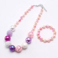 Acrylic Children Jewelry Sets, with Plastic Pearl & Zinc Alloy, with 2.36inch extender chain, handmade, Girl & fashion jewelry 20mm,8mm,8mm Approx 17.71 Inch 