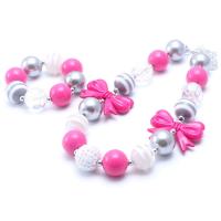 Acrylic Children Jewelry Sets, with Plastic Pearl & Zinc Alloy, with 2.36inch extender chain, handmade, Girl & fashion jewelry 30*42mm,20mm Approx 16.14 Inch 