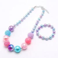 Acrylic Children Jewelry Sets, with Zinc Alloy, with 2.36inch extender chain, handmade, Girl & fashion jewelry 20mm,8mm,8mm Approx 17.71 Inch 