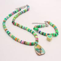 Plastic Children Jewelry Set, Polymer Clay, with Resin & Zinc Alloy, with 1.96inch extender chain, handmade, Girl & fashion jewelry 33*19mm,15*16mm,6mm Approx 17.71 Inch, Approx 6.69 Inch 